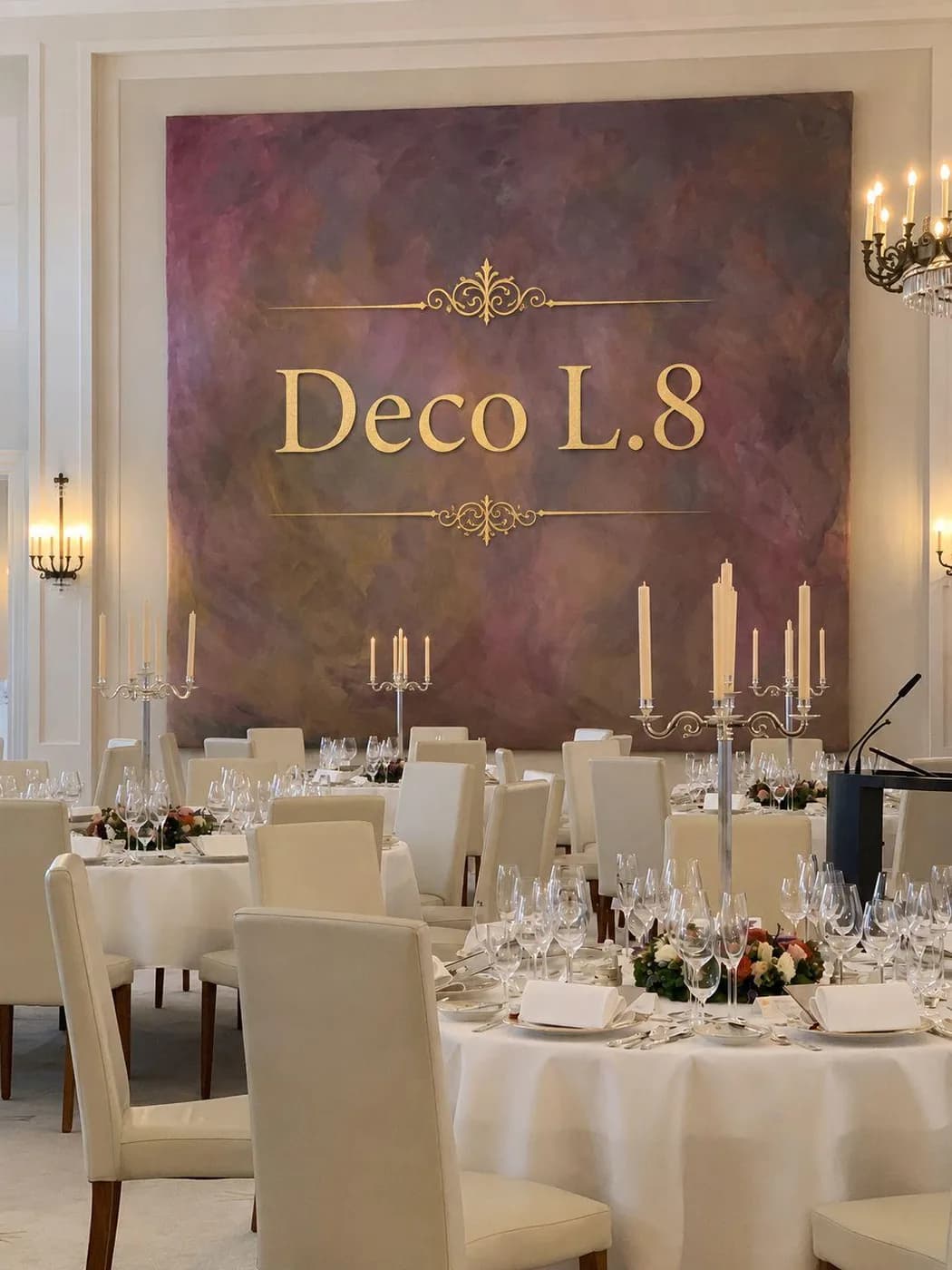 Deco L.8 Eventdekoration in festlichem Saal